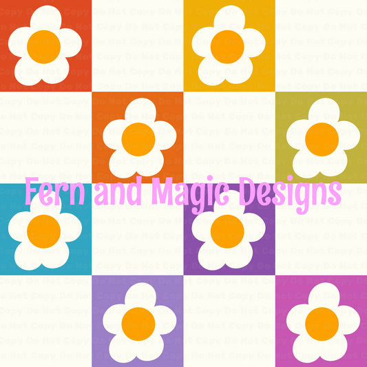 Retro Checkered Floral